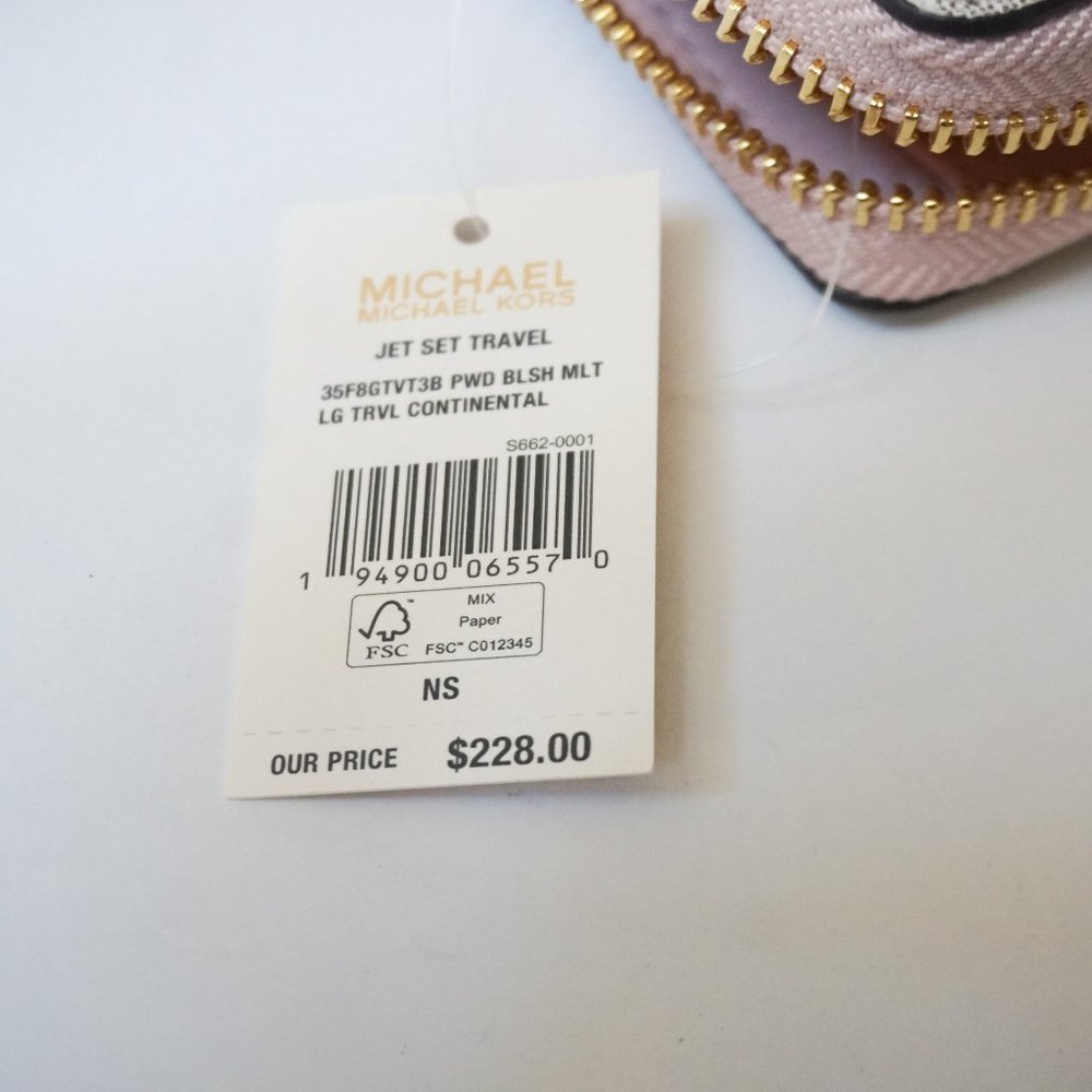 Michael Kors Jet Set Travel Continental Wallet MK Vanilla Pink - Picture 11 of 11